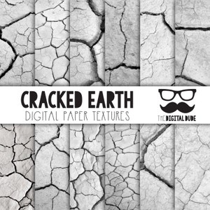 May include: A set of six digital paper textures featuring cracked earth in a grayscale color scheme. The textures are seamless and can be used for a variety of design projects.