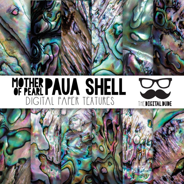 Nacre, papier numérique premium Pāua Shell, ensemble de papier scrapbook imprimable, texture de nacre, téléchargement instantané