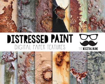 Distressed Paint, Printable Scrapbook Paper Set, Premium Digital Paper, Distressed Paint Textures, Instant Download