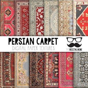 Persian Carpet Premium Digital Paper, Printable Scrapbook Paper Set, Persian Carpet Texture, Instant Download