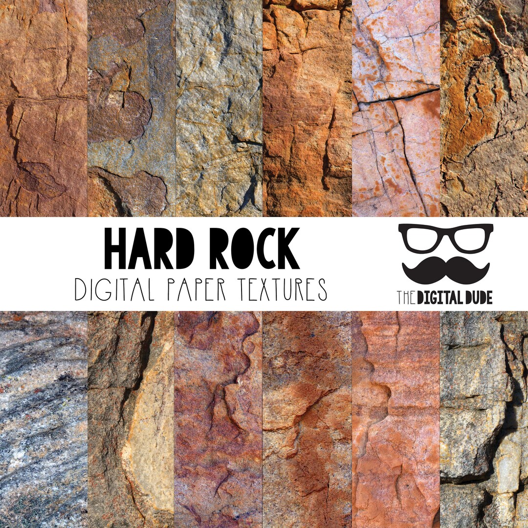 Hard Rock, Printable Scrapbook Paper Set, Premium Digital Paper, Rock, Textured Stone, Instant ...