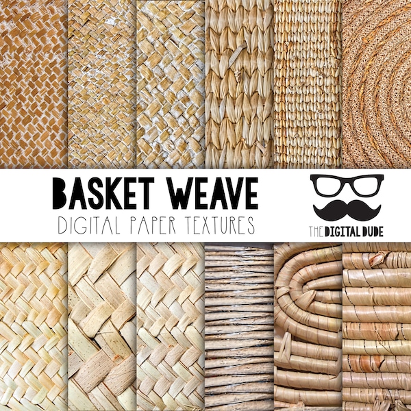 Basket Weave Premium Digital Paper, Printable Scrapbook Paper Set, Basketware, Basket Texture, Instant Download