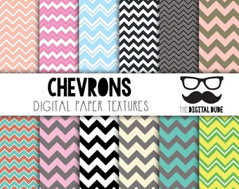 Chevron Digital Paper: Scrapbook Paper Set (Instant Download)