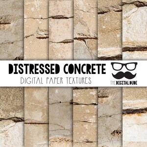 Distressed Concrete Premium Digital Paper, Set di carta scrapbook stampabile, Texture in calcestruzzo, Download istantaneo