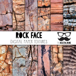 Papel digital premium con textura de roca, conjuntos de rocas y piedras para imprimir, papel para álbumes de recortes, textura de roca rugosa, descarga instantánea