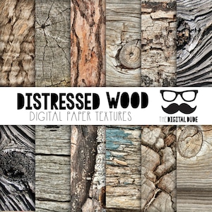 Distressed Hout, Afdrukbare Scrapbook Papier Set, Distressed Houtnerf Digitaal Papier, Instant Download