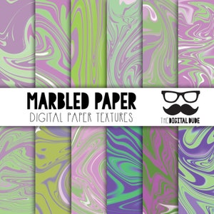 Marbled Paper Premium Digital Paper, Printable Scrapbook Paper Set, Marbling, Marbled Texture, Instant Download