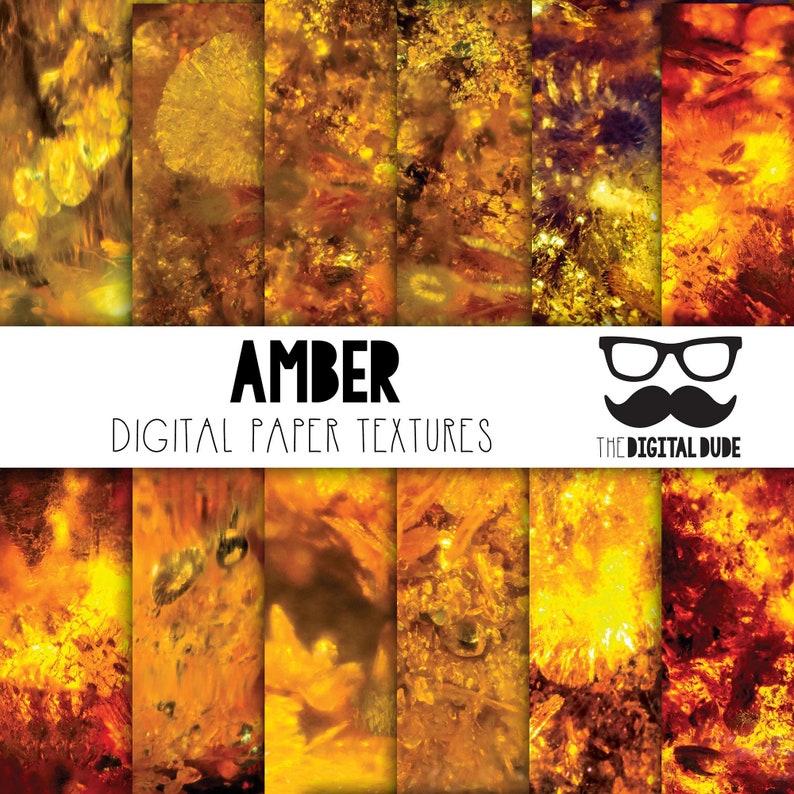 Amber Premium Digital Paper, Printable Scrapbook Paper Sets, Amber ...