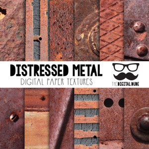 Distressed Metal, Rusted Metal Premium Digital Paper, Printable Scrapbook Paper Set, Distressed Metal Texture, Rusted, Instant Download
