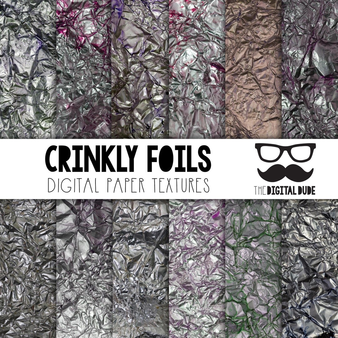 Crinkled Foil, Premium Digital Paper, Printable Scrapbook Paper Set ...