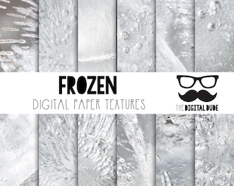 Ice Texture Digital Paper: Frozen Scrapbook Paper Set (Instant Download)
