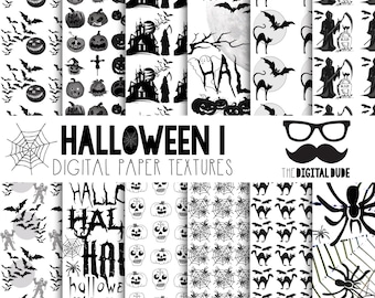 Papel digital de Halloween: Set de papel imprimible para scrapbooking (descarga instantánea)
