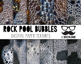 Rock Pool Bubbles, Premium Digital Paper, Printable Scrapbook Paper Set, Bubbles Texture, Instant Download