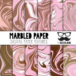 Marbled Paper Premium Digital Paper, Printable Scrapbook Paper Set, Marbling, Marbled Texture, Instant Download