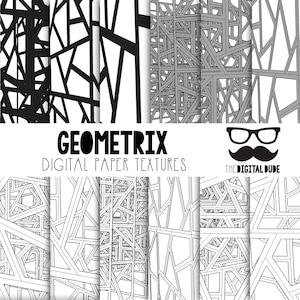 Abstract Geometric Lines, Premium Digital Paper, Printable Scrapbook Paper Set, Geometric Lines Texture, Instant Download