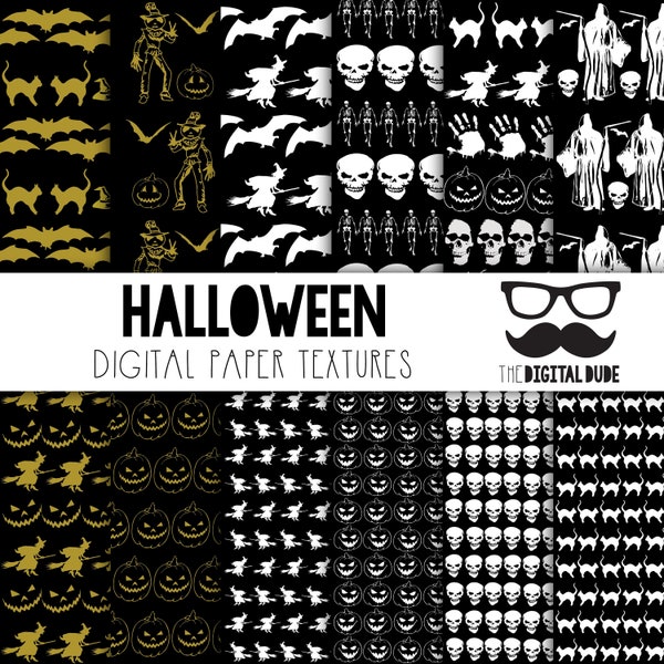 Halloween, Premium Digital Paper, Printable Scrapbook Paper Set, Halloween Gift Wrap, Instant Download