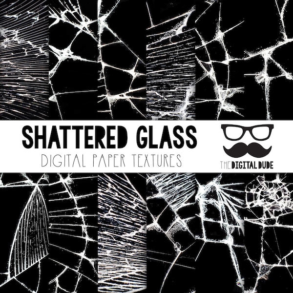 Shattered Glass, Premium Digital Paper, Printable Scrapbook Paper Set, Shattered Glass Texture, Instant Download