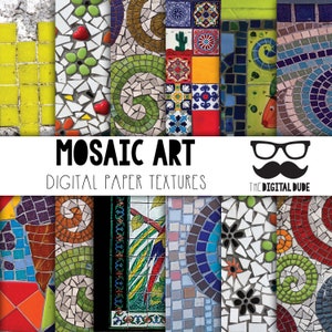 Mosaik Kunst, Premium Digitales Papier, druckbares Scrapbook Papier Set, Mosaik Kunst Textur, Sofortiger Download