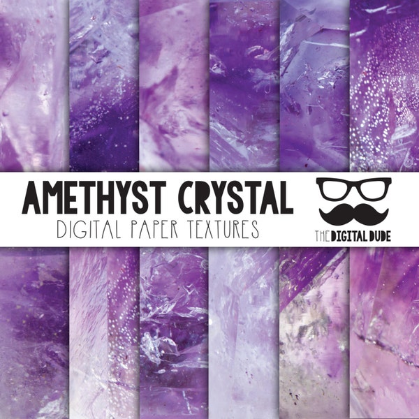 Amethyst Crystal, Premium Digital Paper, Printable Scrapbook Paper Set, Crystal Texture, Amythist Crystal, Instant Download