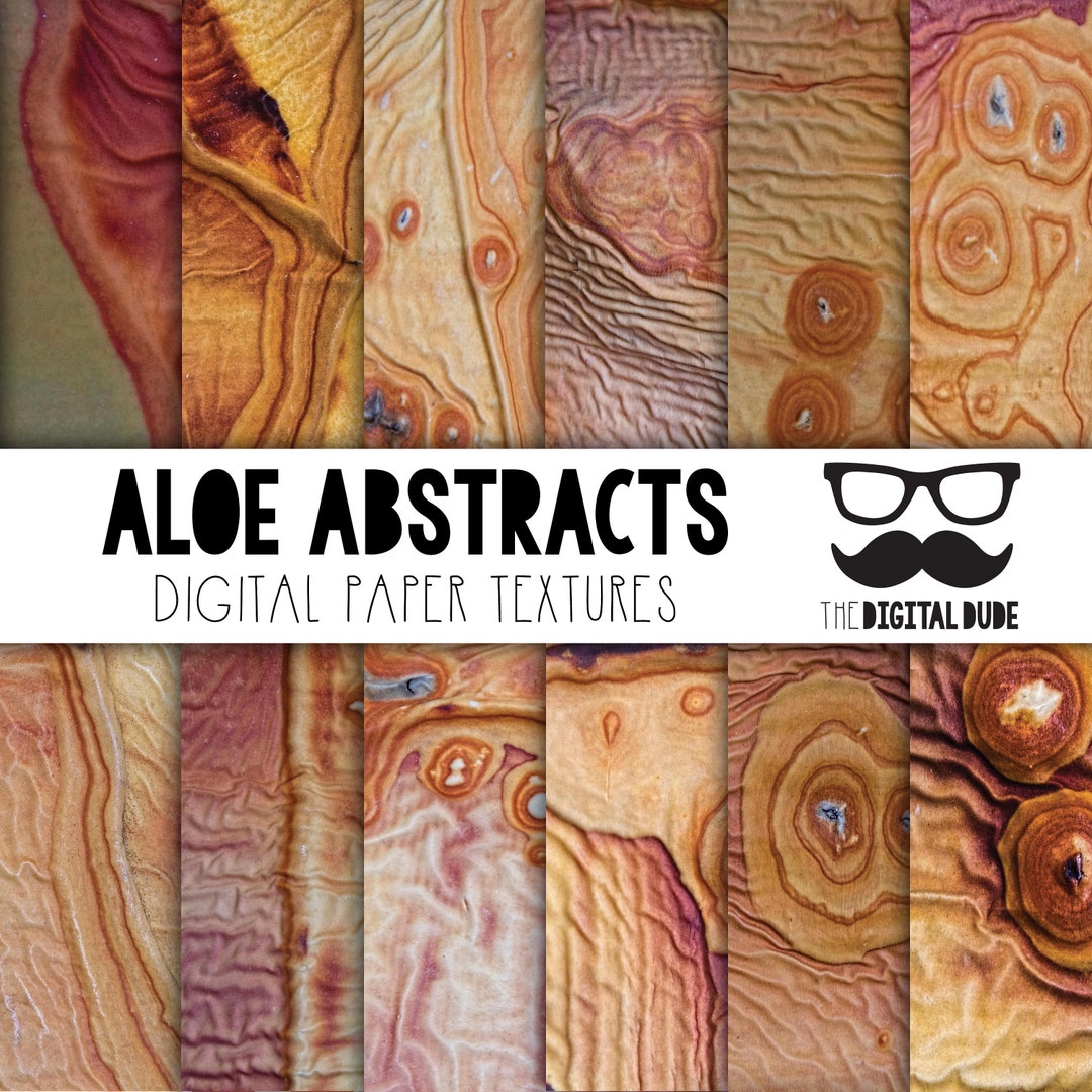 Picture of Aloe Leaf Abstracts Digital Paper, Printable Premium Scrapbook Paper ...