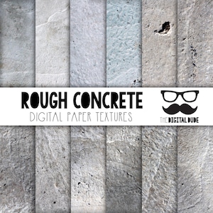 May include: A set of six digital paper textures featuring rough concrete in various shades of gray. The textures are perfect for adding a realistic and industrial feel to your designs.