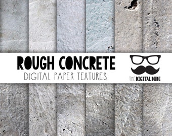 May include: A set of six digital paper textures featuring rough concrete in various shades of gray. The textures are perfect for adding a realistic and industrial feel to your designs.