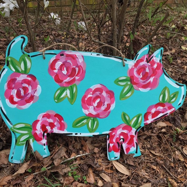 Floral Pig Doorhanger