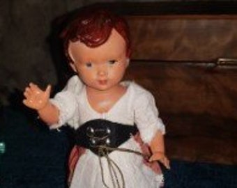 Vintage 50s Sweetheart Wind-up 16cm Dancing Doll WEST Germany With Key WORKING very well.