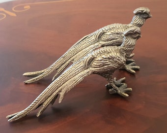 Pair of adorable vintage Silver Plated Partridges Menu holder, Name/card holders.