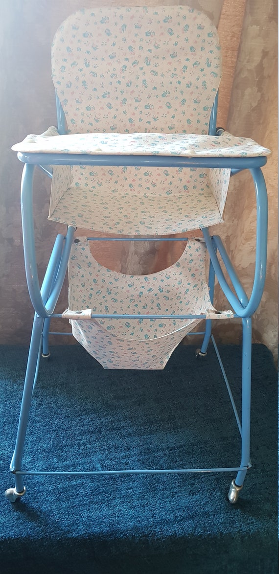 antique metal doll high chair