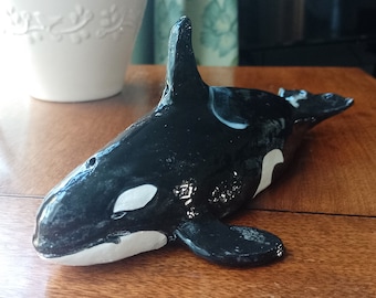 Orca Ceramic Ornament, Orca Sculpture.