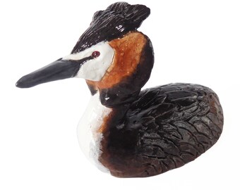 Great Crested Grebe Ceramic Ornament, Great Crested Grebe Sculpture