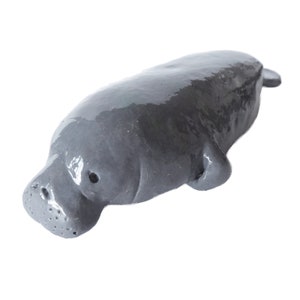 Manatee Ceramic Ornament. Pottery Manatee Sculpture