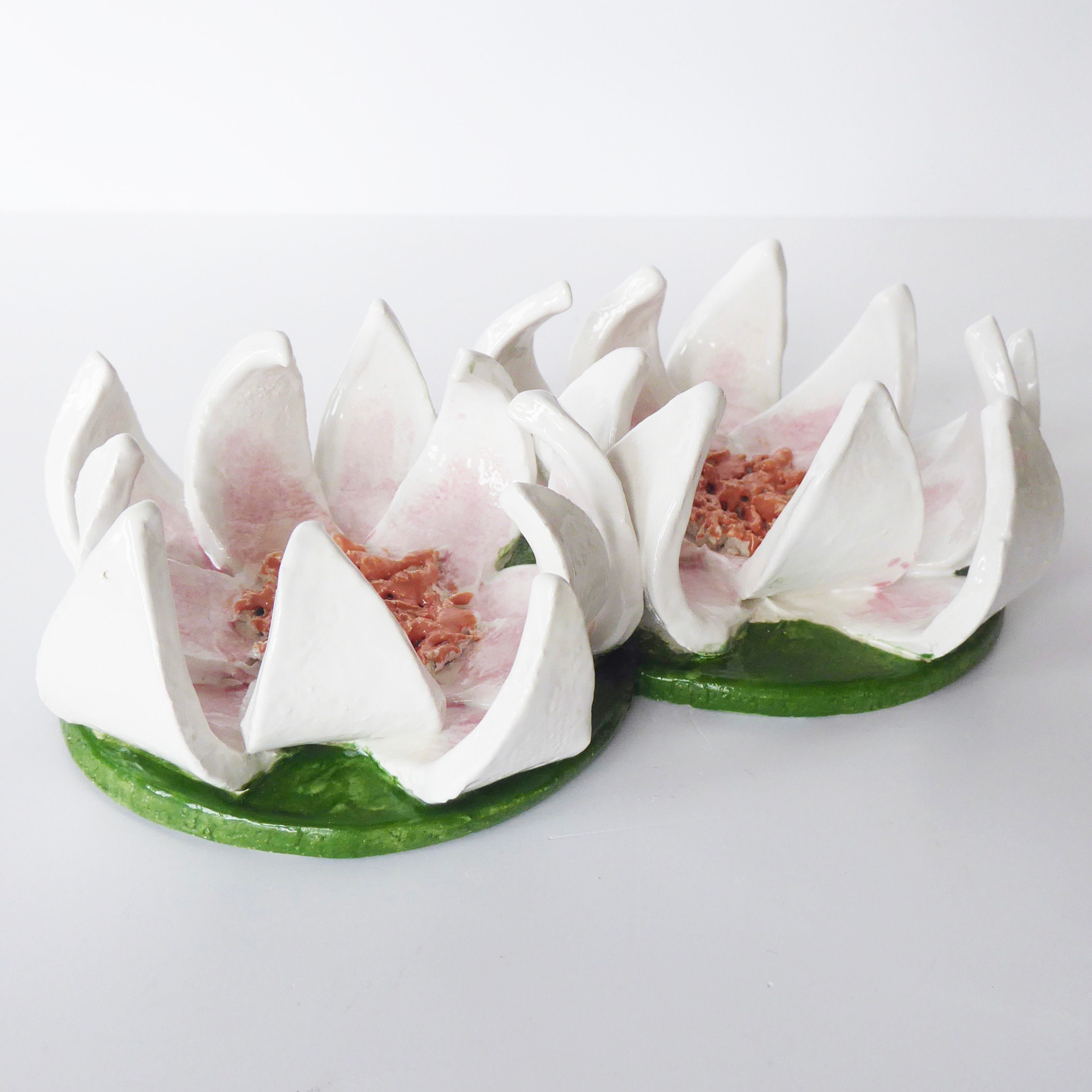 Waterlilies Lotus Ceramic Ornament Ceramic Flowers Ceramic Etsy