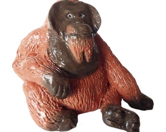 Orangutan Ceramic Ornament, Hand Built and Unique Artwork