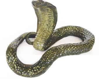 Snake Ceramic Ornament, Cobra Snake Ceramic Sculpture.