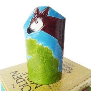 Okapi Ceramic Pot. Hand Built Pot with Sgraffito Okapi design.
