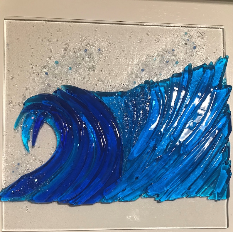 Fused Glass Blue Caribbean Ocean Wave Wall Art Turquoise | Etsy