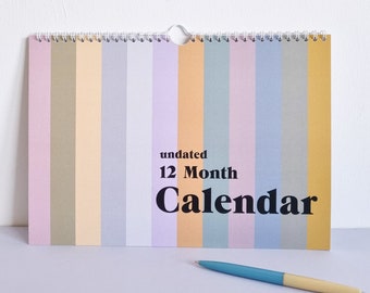 A4 Pastels Undated Monthly Calendar