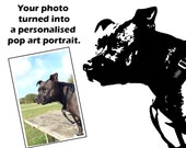 Custom pet pop art ~ Unique wall art, pet picture, dog art, animal drawing, Staffie gift, cat picture