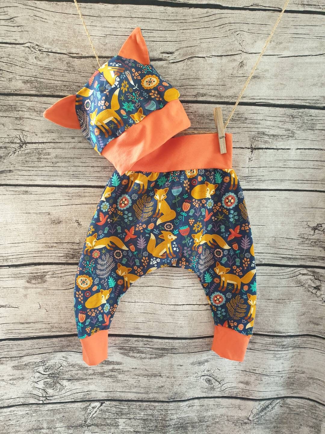 Fox coming home outfit cloth diaper baby shower gift hat and | Etsy