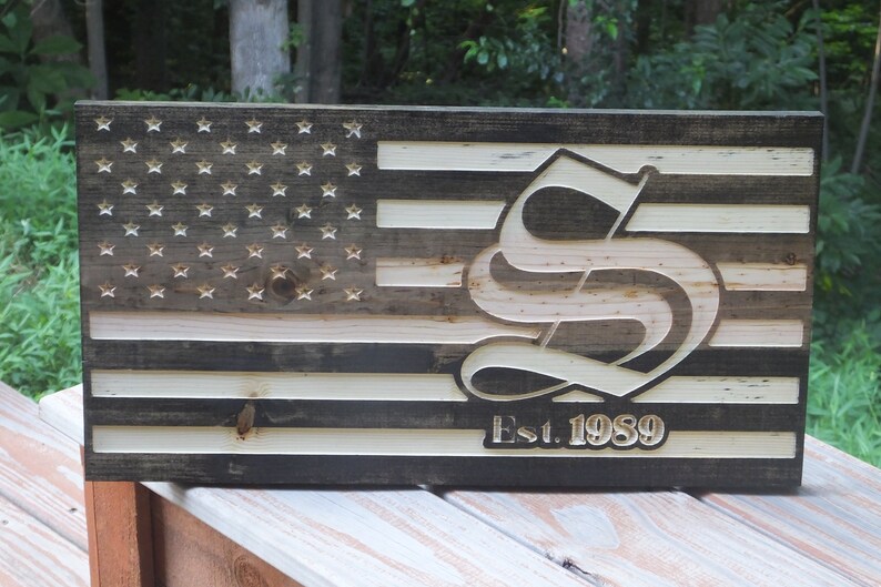 CNC Carved Flag Wooden American Flag USA Flag Rustic Style Etsy