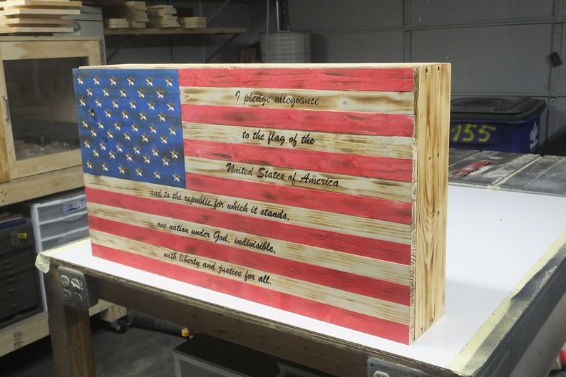 USA Flag with storage Reclaimed wood USA flag Wood decor Etsy