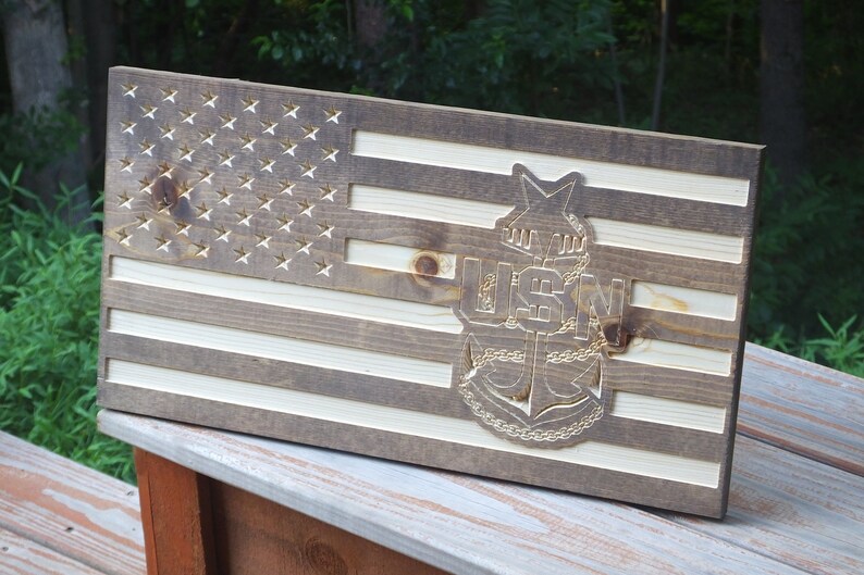 CNC carved flag Wooden American Flag USA Flag Rustic style ...