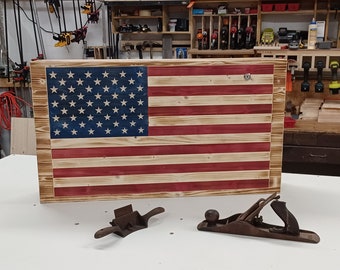USA Flag with storage, Reclaimed wood, USA flag, Wood decor, Liquor storage, murphy bar