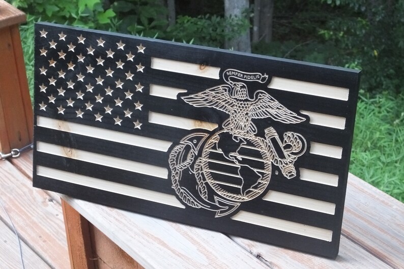 CNC Carved Flag Wooden American Flag USA Flag Rustic Style Etsy