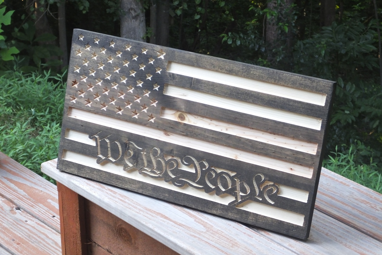 CNC Carved USA Flag Wooden American Flag USA Flag Rustic Etsy