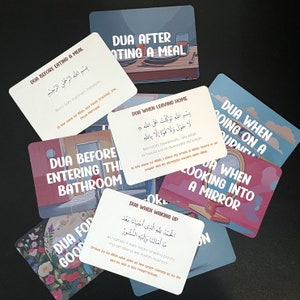 Dua Cards for Kids | Illustrated Daily Dua Cards | Arabic Islamic Learning Flash Cards | Islamic Educational Gift | Muslim Daily Prayers