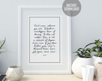 Rumi Quote Printable Art | Quote Print | Quote Download | Islamic Print | White