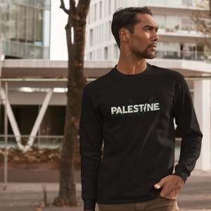 Palestine T Shirt | Long Sleeve Crew Neck | Palestine Sweater | Arabic Calligraphy T Shirt
